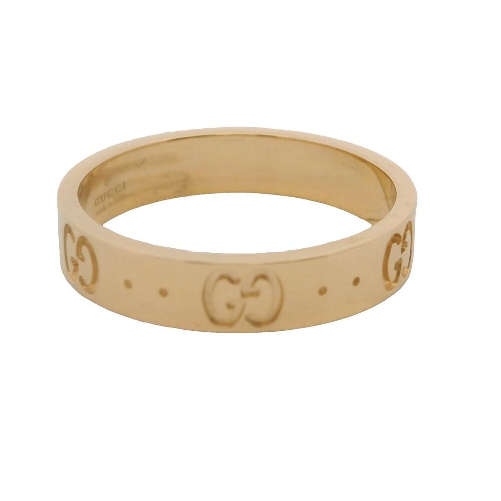 Gucci Solid 18kt Yellow Gold Icon Monogram Logo GG 4mm Band Ring Size 7 - Picture 4 of 6